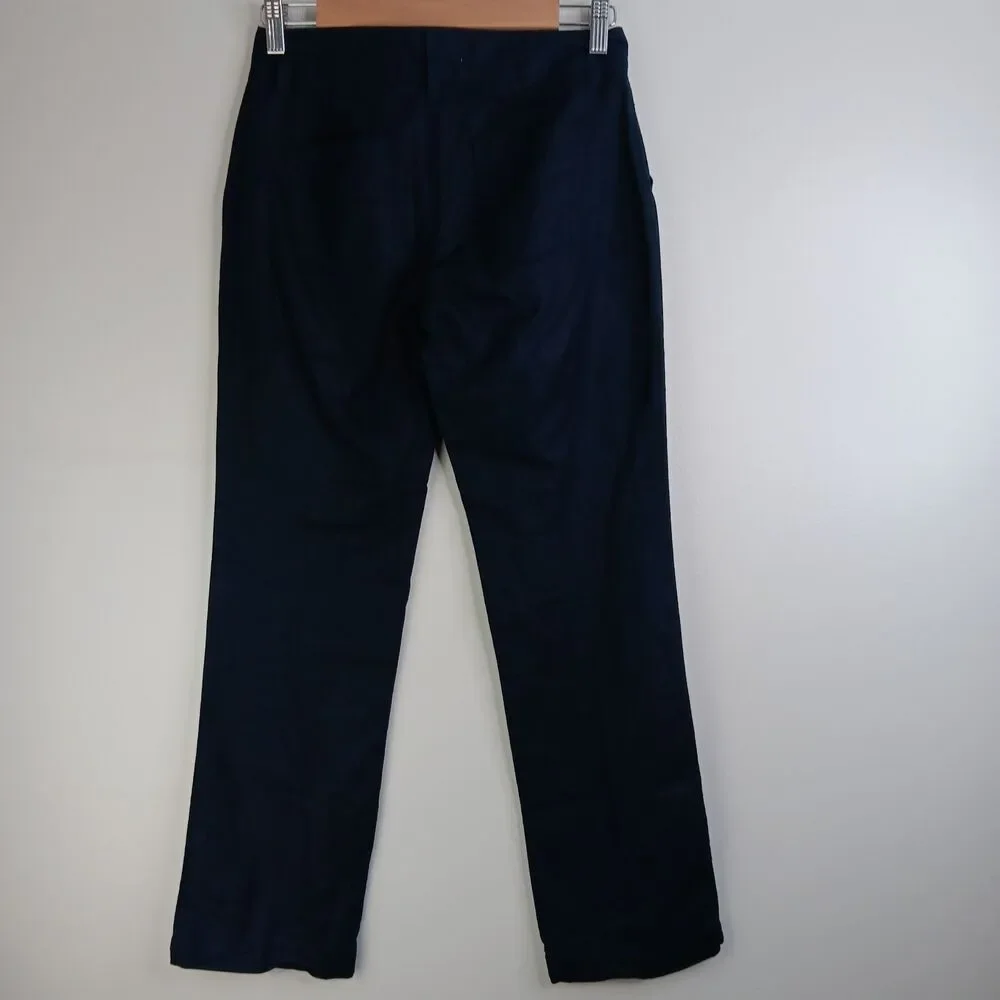 Banana Republic Pants Women's Size 0 Petite Linen Blend Straight Leg Navy Travel
